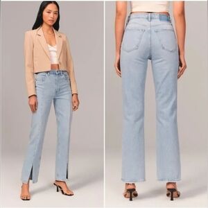 ❤️ NWOT! ABERCROMBIE & FITCH 90's STRAIGHT ULTRA HIGH RISE JEANS - VENTED HEM, 4
